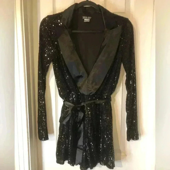 Sequin Tuxedo Romper - Picture 3 of 15